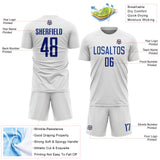 Custom White Royal Sublimation Soccer Uniform Jersey