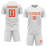Custom White Orange Sublimation Soccer Uniform Jersey