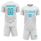 Custom White Lakes Blue Sublimation Soccer Uniform Jersey
