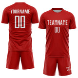 Custom Red White Sublimation Soccer Uniform Jersey