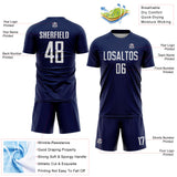 Custom Navy White Sublimation Soccer Uniform Jersey