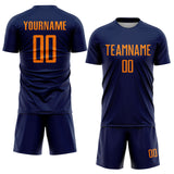 Custom Navy Bay Orange Sublimation Soccer Uniform Jersey