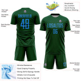 Custom Green Powder Blue Sublimation Soccer Uniform Jersey