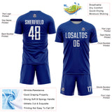 Custom Royal White Sublimation Soccer Uniform Jersey