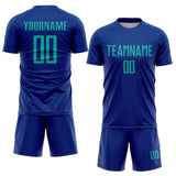 Custom Royal Aqua Sublimation Soccer Uniform Jersey