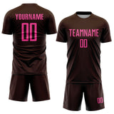 Custom Brown Pink Sublimation Soccer Uniform Jersey
