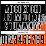 Custom Black Gray-Orange Gradient Geometric Shape Sublimation Soccer Uniform Jersey
