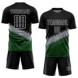 Custom Black Gray-Green Gradient Geometric Shape Sublimation Soccer Uniform Jersey