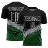 Custom Black Gray-Green Gradient Geometric Shape Sublimation Soccer Uniform Jersey