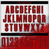 Custom White Red Gray-Black Gradient Geometric Shape Sublimation Soccer Uniform Jersey