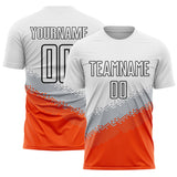 Custom White Gray Orange-Black Gradient Geometric Shape Sublimation Soccer Uniform Jersey