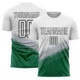 Custom White Gray Kelly Green-Black Gradient Geometric Shape Sublimation Soccer Uniform Jersey