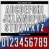 Custom White Royal Red-Black Gradient Geometric Shape Sublimation Soccer Uniform Jersey