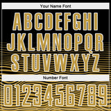 Custom Black Old Gold-White Gradient Line Sublimation Soccer Uniform Jersey