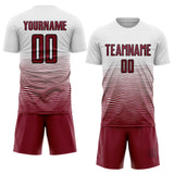 Custom White Crimson-Black Gradient Line Sublimation Soccer Uniform Jersey