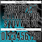 Custom Black Teal-White Gradient Scratch Splash Sublimation Soccer Uniform Jersey