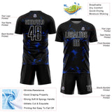 Custom Black Thunder Blue-White Abstract Liquid Sublimation Soccer Uniform Jersey