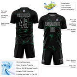 Custom Black Kelly Green-White Abstract Liquid Sublimation Soccer Uniform Jersey