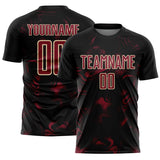 Custom Black Crimson-Cream Abstract Liquid Sublimation Soccer Uniform Jersey