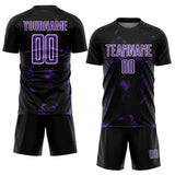 Custom Black Purple-White Abstract Liquid Sublimation Soccer Uniform Jersey