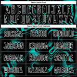Custom Black Aqua-White Abstract Liquid Sublimation Soccer Uniform Jersey