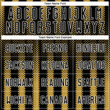 Custom Black Old Gold-White Geometric Shape Sublimation Soccer Uniform Jersey