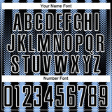 Custom Black Light Blue-White Geometric Shape Sublimation Soccer Uniform Jersey