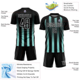 Custom Black Ice Blue-White Geometric Shape Sublimation Soccer Uniform Jersey