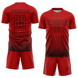 Custom Red Black Geometric Shape Sublimation Soccer Uniform Jersey
