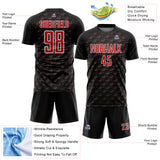 Custom Black Red-White Geometric Shape Sublimation Soccer Uniform Jersey