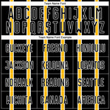Custom Black Gold-White Stripe Line Sublimation Soccer Uniform Jersey