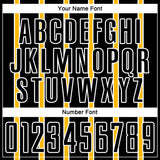 Custom Black Gold-White Stripe Line Sublimation Soccer Uniform Jersey