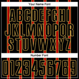 Custom Black Red-Old Gold Stripe Line Sublimation Soccer Uniform Jersey