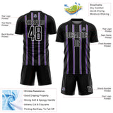 Custom Black Purple-White Stripe Line Sublimation Soccer Uniform Jersey