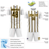 Custom White Black-Gold Stripe Line Sublimation Soccer Uniform Jersey