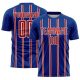 Custom Royal Red-White Stripe Line Sublimation Soccer Uniform Jersey