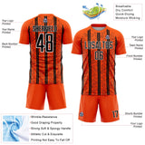 Custom Orange Black-White Stripe Line Sublimation Soccer Uniform Jersey