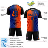 Custom Royal Orange-Black Sublimation Gradient Fashion Soccer Uniform Jersey