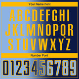 Custom Navy Light Blue-Gold Sublimation Gradient Fashion Soccer Uniform Jersey