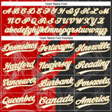 Custom Graffiti Pattern Black Red-Old Gold 3D Two-Button Unisex Softball Jersey