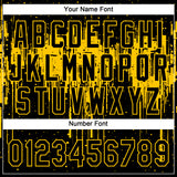 Custom Black Gold 3D Pattern Dripping Splatter Art Two-Button Unisex Softball Jersey