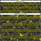 Custom Black Neon Yellow 3D Pattern Abstract Network Two-Button Unisex Softball Jersey