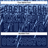 Custom Navy Light Blue 3D Pattern Abstract Sharp Shape Two-Button Unisex Softball Jersey