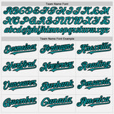 Custom White Black Pinstripe Teal Two-Button Unisex Softball Jersey