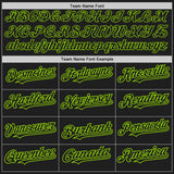 Custom Black Neon Green Pinstripe Neon Green Two-Button Unisex Softball Jersey