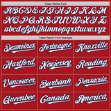 Custom Red Navy Pinstripe White Two-Button Unisex Softball Jersey