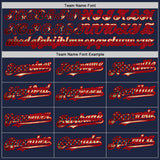 Custom Navy Red Pinstripe Vintage USA Flag Two-Button Unisex Softball Jersey