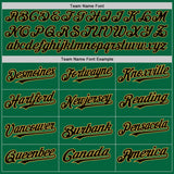 Custom Kelly Green Old Gold Pinstripe Black Two-Button Unisex Softball Jersey