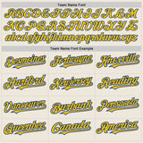 Custom Cream Royal Pinstripe Yellow Two-Button Unisex Softball Jersey