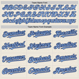 Custom Cream Navy Pinstripe Light Blue Two-Button Unisex Softball Jersey